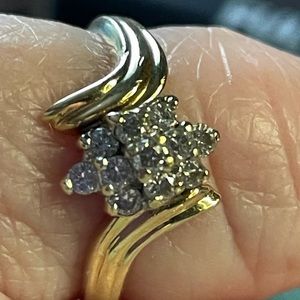 14k Solid Gold Natural Diamonds Ring Size 5